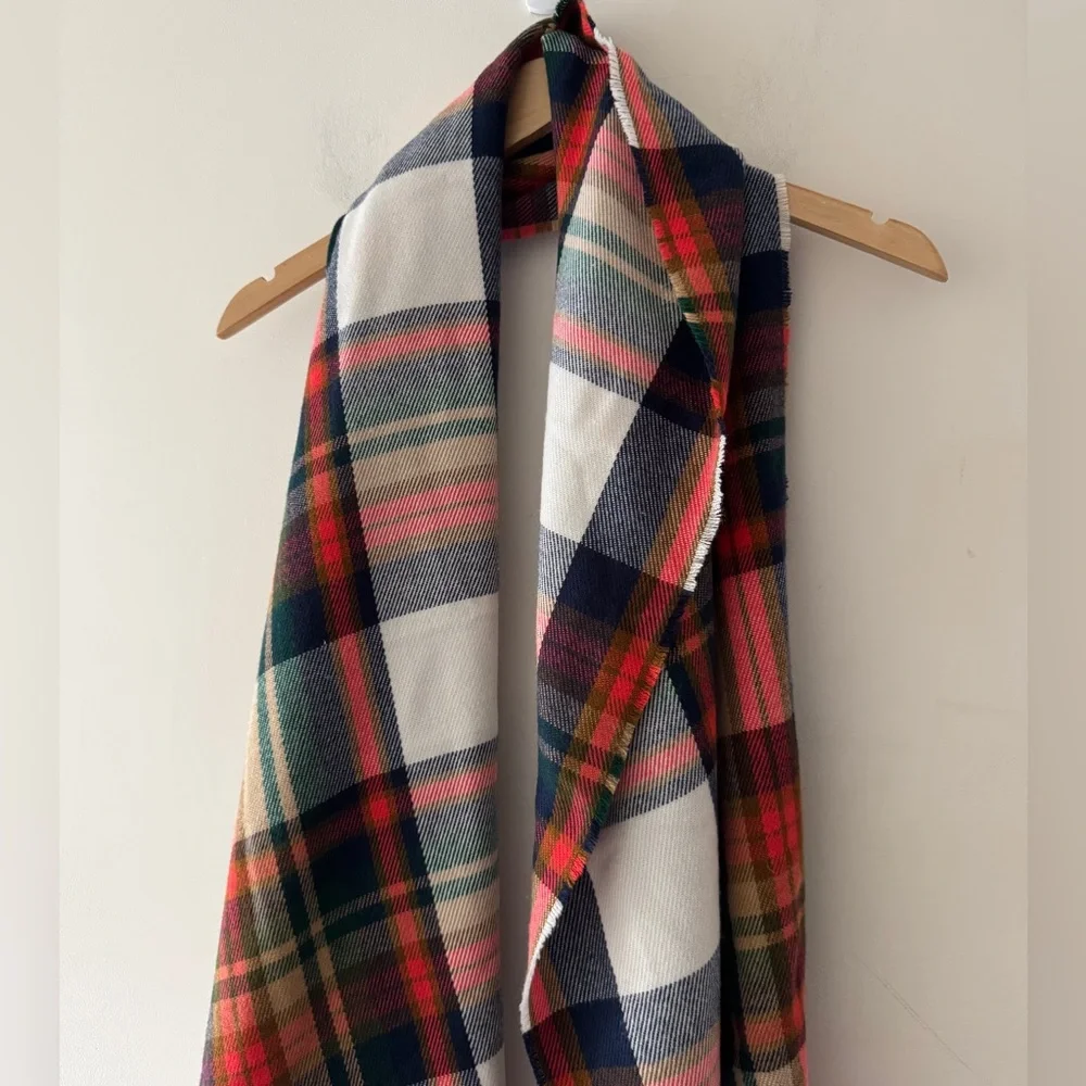 J. Crew Classic Plaid‎ Fall Scarf With Fringe